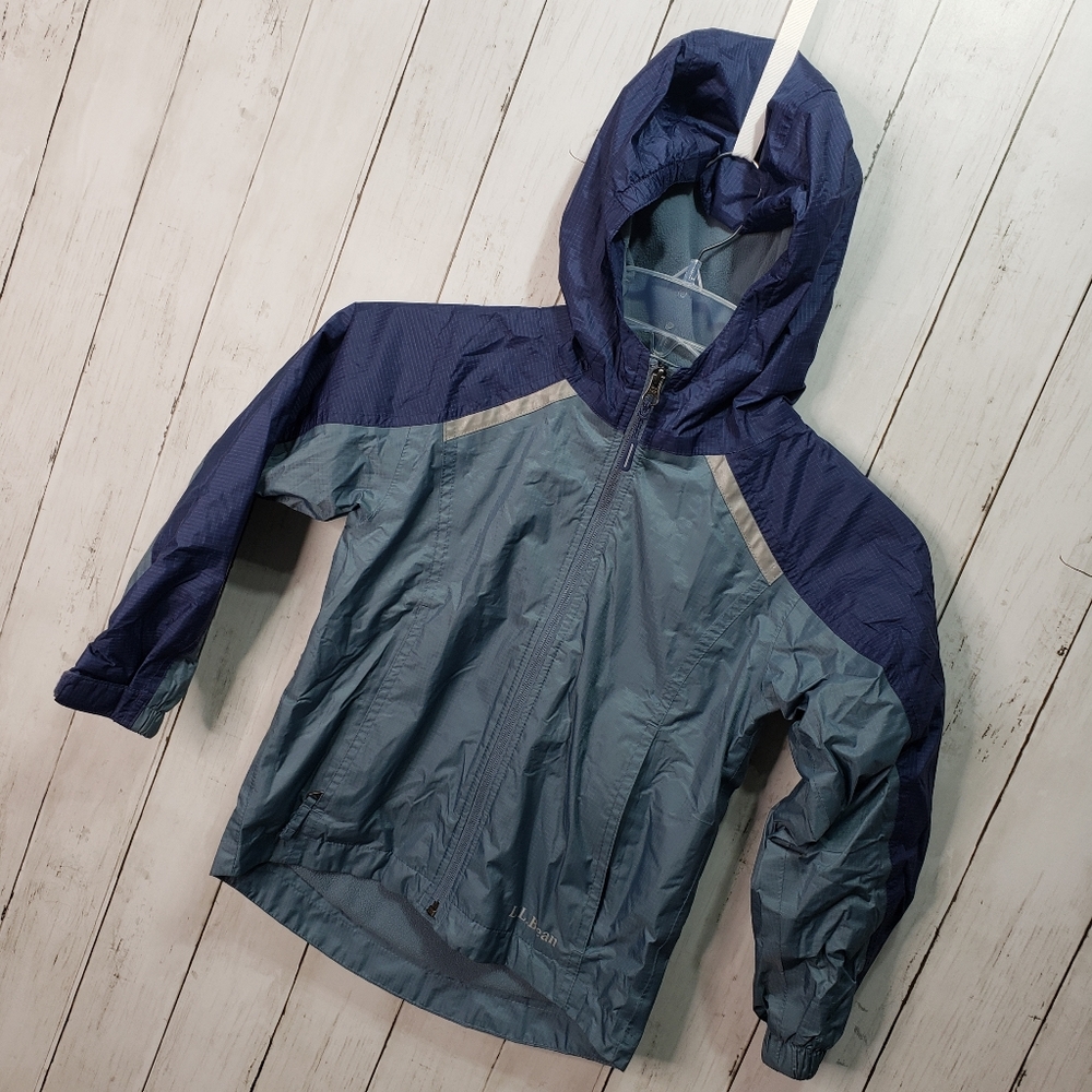 L.L. Bean Kids Blue Fleece Lined Tek Rain Jacket - Picture 2 of 10